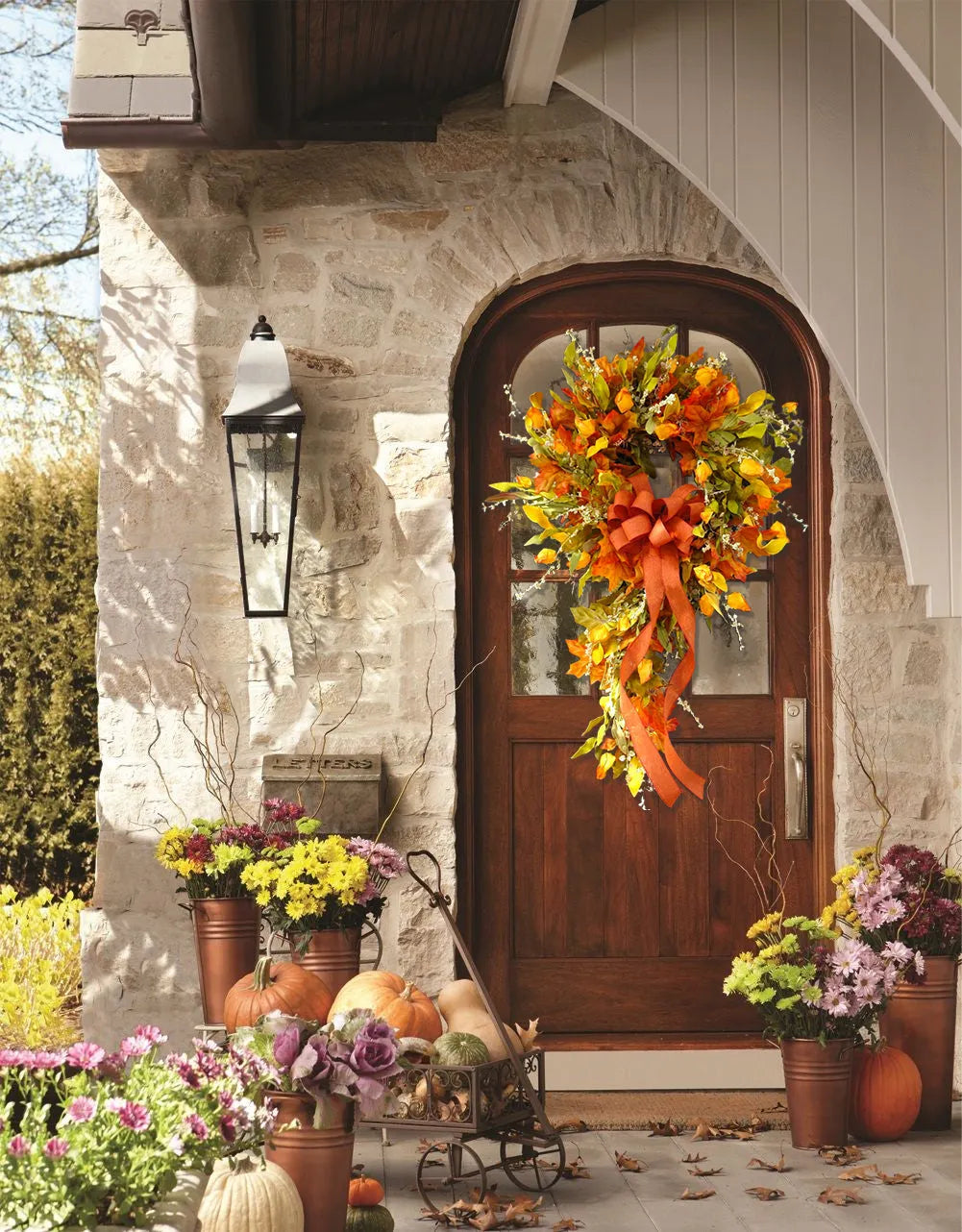 French Berries orange brown swag wreath
