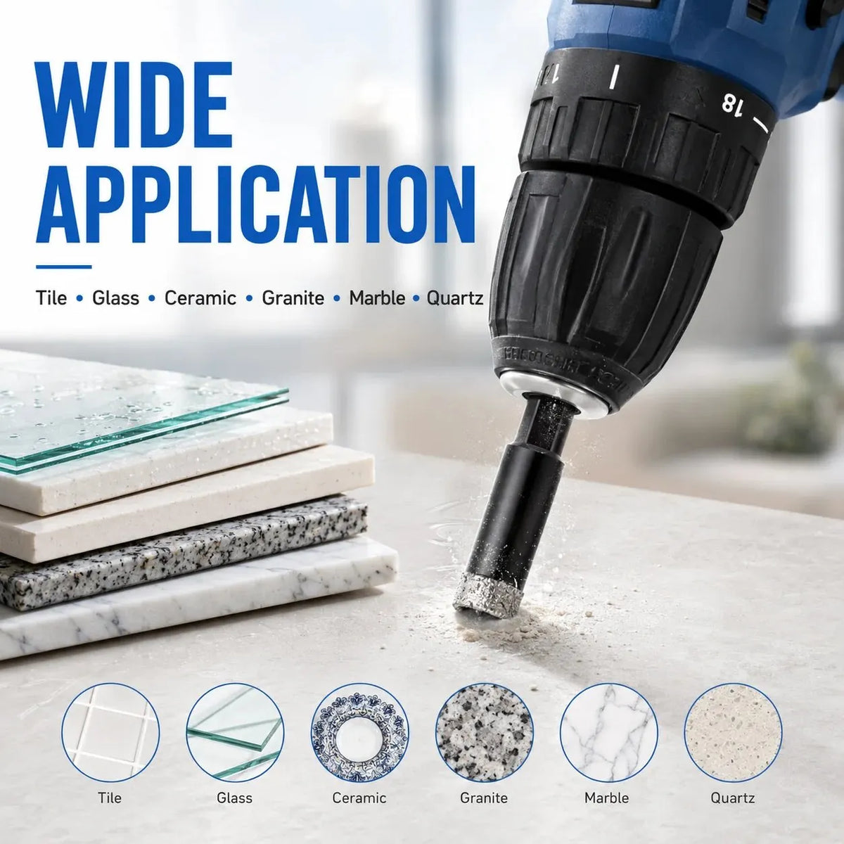 🎉HOST SALE 49% OFF-6 Pcs Diamond Drill Bits Set, 1/4 5/6 3/8 1/2 Inch Brazed Diamond Drill Bits for Precision Drilling in Tile Ceramic Glass Granite Marble Masonry