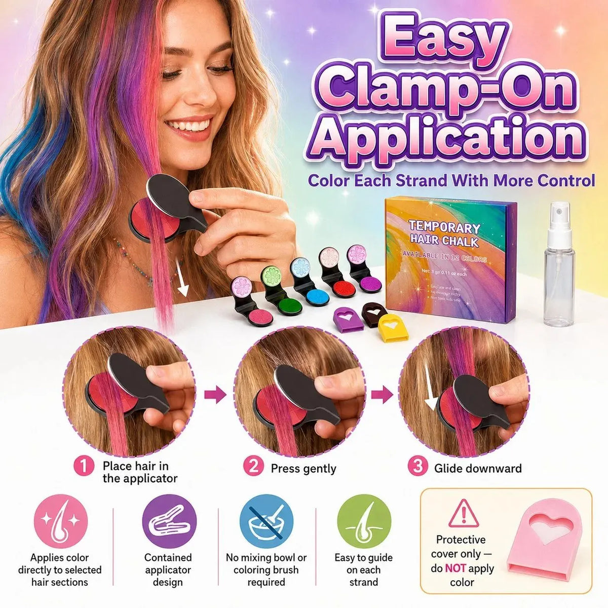 🔥 HOT SALE 🔥🌈12-Color Temporary Hair Chalk Applicator Set