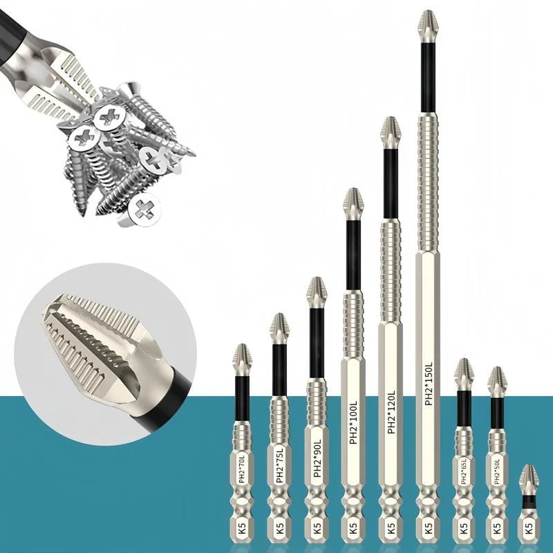 K5 Impact-Resistant Anti-Slip Bits – High-Magnetic Screwdriver Bit Set