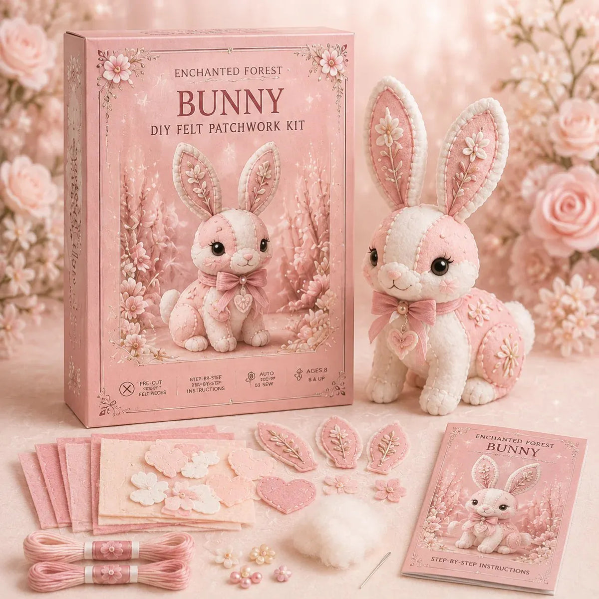 🎉💗Pink Woodland Friends DIY Felt Sewing Kit – Make Your Own Cute Animal