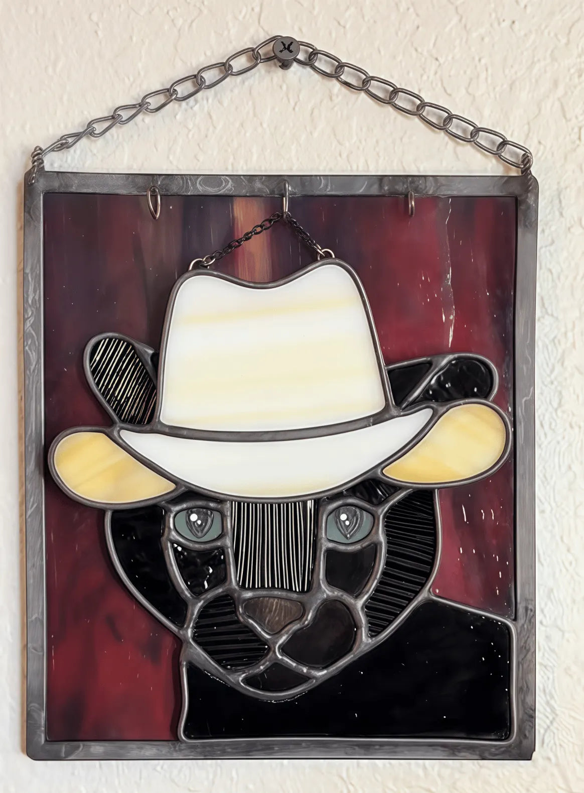🔥Last Day 49% OFF -  🐆✨Stained Glass Black Cat Suncatcher Window Hanging Decor, Interchangeable Hat Design