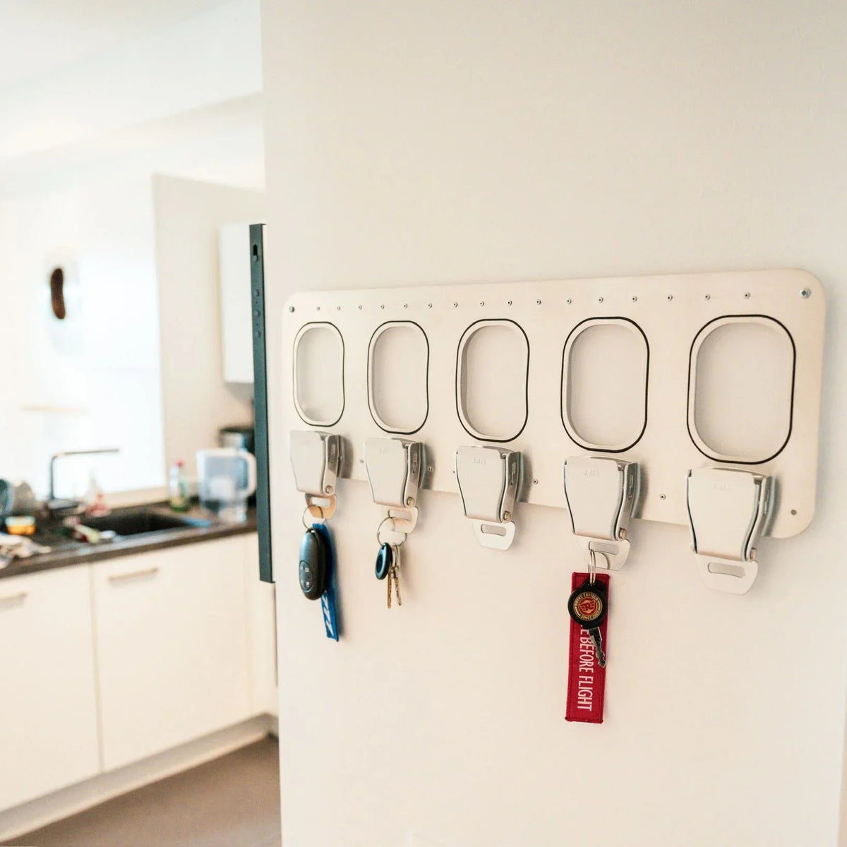 🔥HOT SALE🔥✈️ Aviation Style Key Holder – Buckle-Inspired Wall Mounted Key Organizer for Entryway & Home