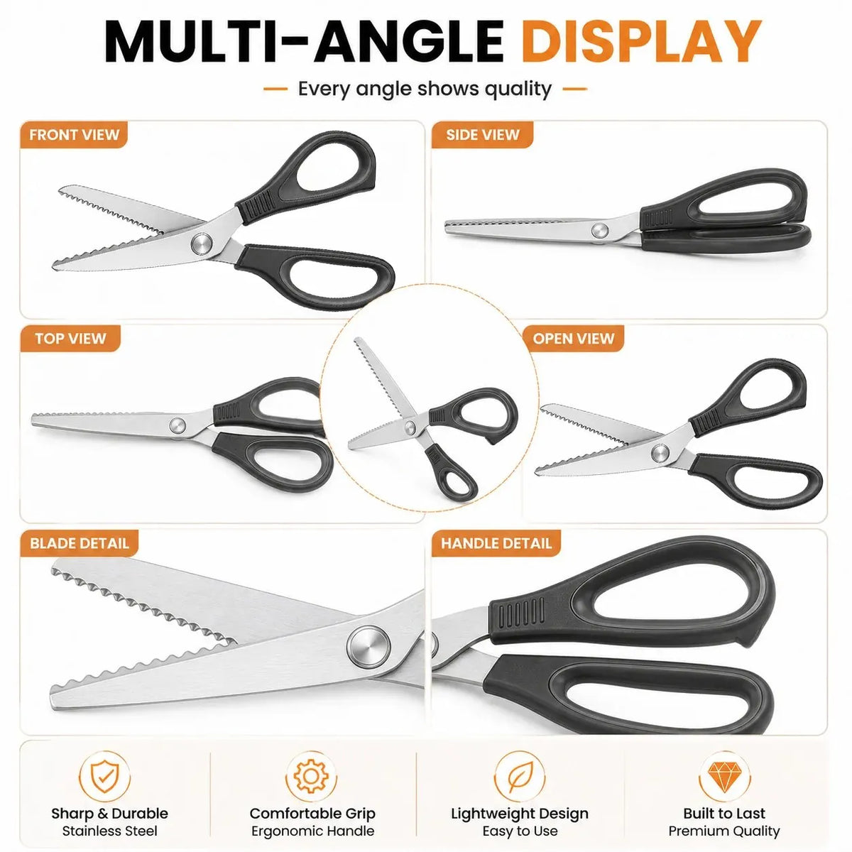 🎉✂️ Professional Pinking Shears – Stainless Steel Zigzag Fabric Cutting Scissors