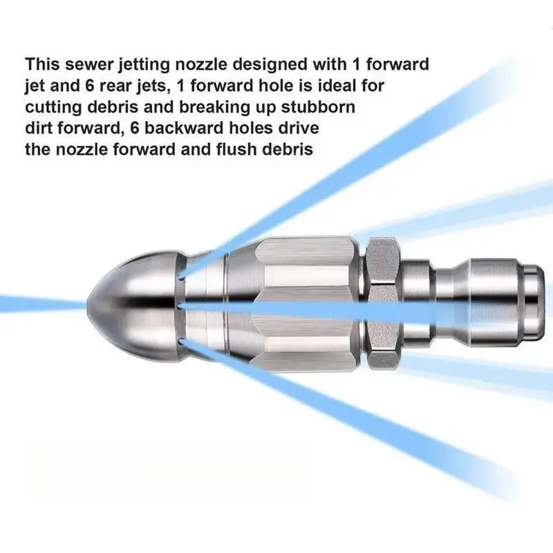 🎉🚿 Powerful Stainless Steel Sewer Jetter Nozzle – Up to 5000 PSI for Deep Drain Cleaning! 💧