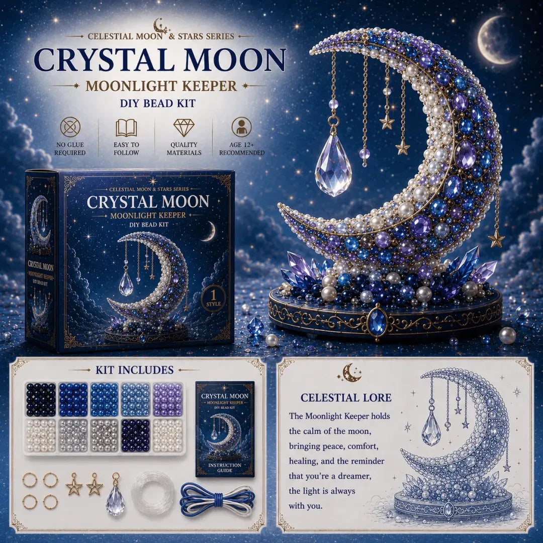 🎉🌙Moon Cat Luna Guardian DIY Bead Kit | Celestial Moon & Stars Series