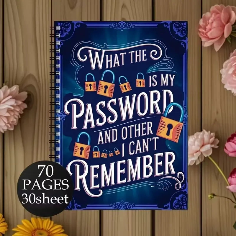 🔥HOT SALE🔥📅Funny Password Notebook - Spiral Bound with Lock Icons & Funny Security Phrases✍️