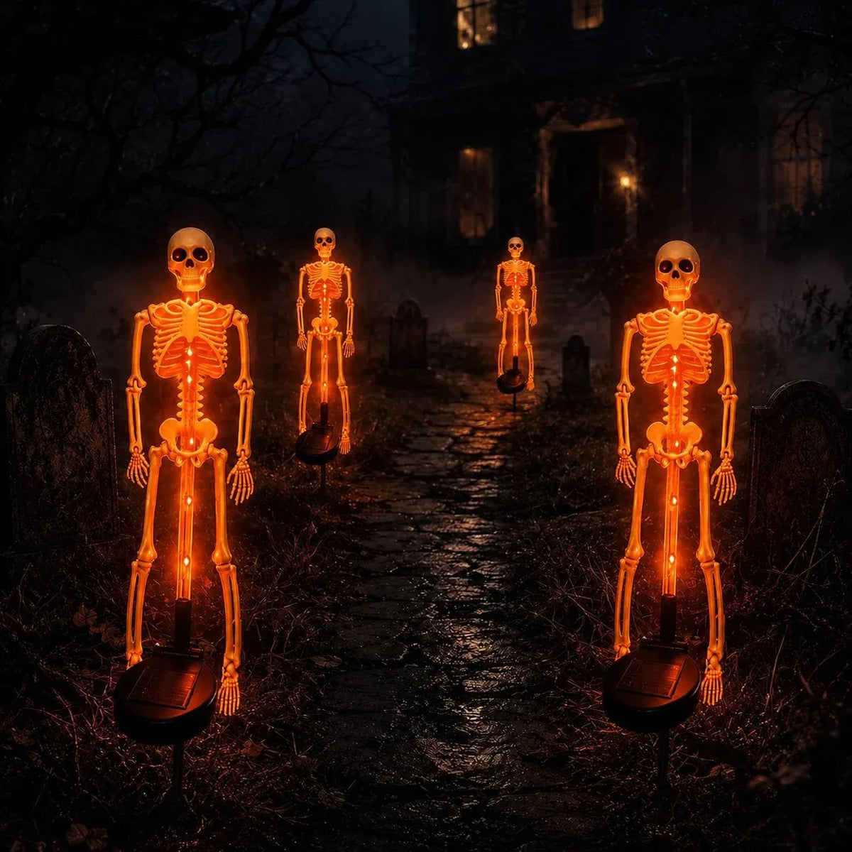🎉[🎃Halloween sales🎃]Halloween Skull Solar Garden Lights | Waterproof Outdoor LED Skull Stake Lights for Yard, Lawn & Pathway Decor