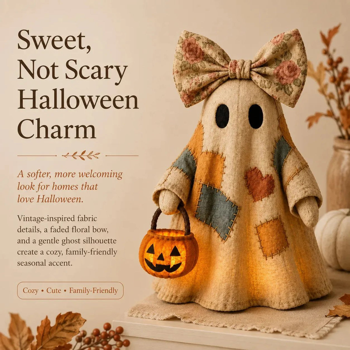🎉👻Lighted Vintage Patchwork Ghost