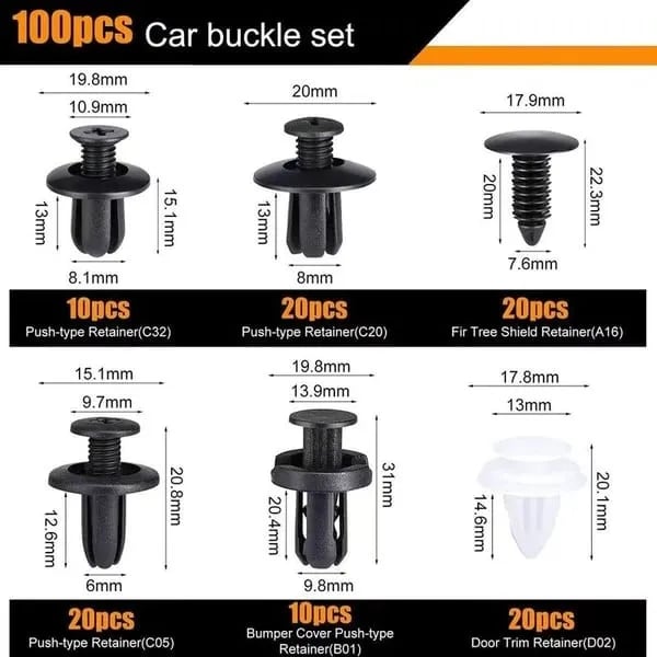 🔥 HOT SALE 🔥Expansion Screw Clips Set for Automobiles Mudguard Leaf Plates Door Panel Clips(100 PCS)
