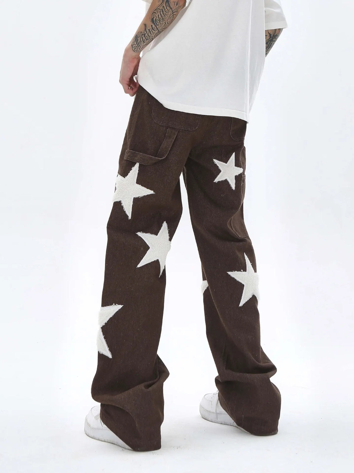 Star Towel Patch Stacked Wide Leg Denim (FREE SHIPPING)