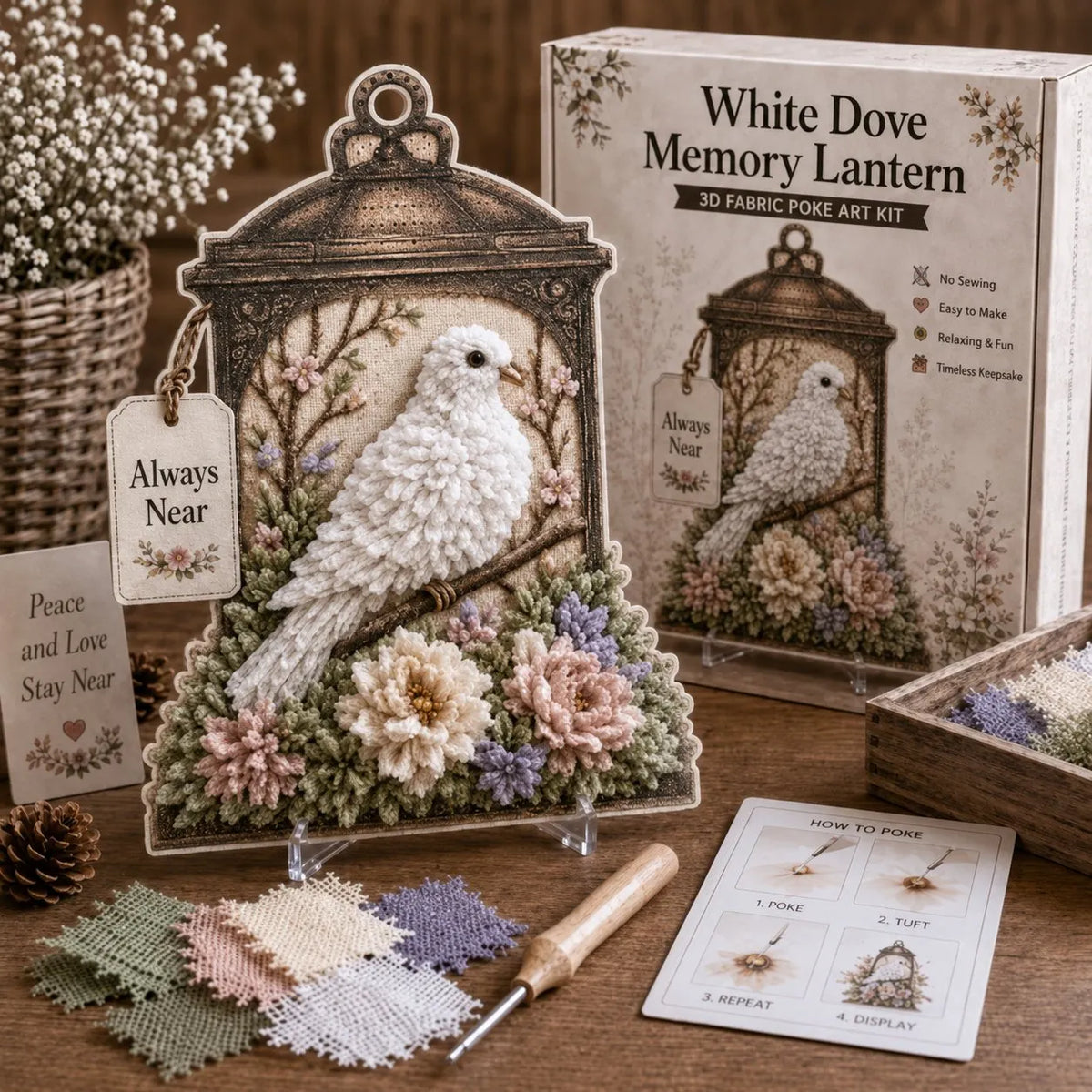 🔥HOT SALE🔥💥🏆49% OFF - 🕊️ Always Near 3D Fabric Poke Art Memory Lantern Kit