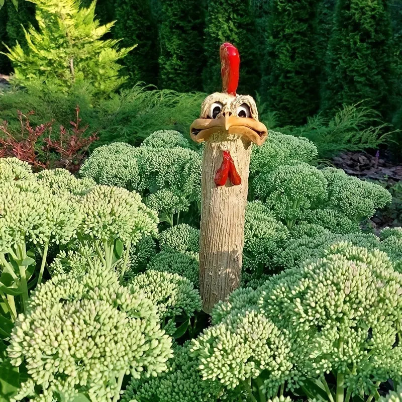 😂Funny Ostrich Head Chicken Statue - Add Fun and Whimsy to Your Garden with This Resin Rooster Sculpture!