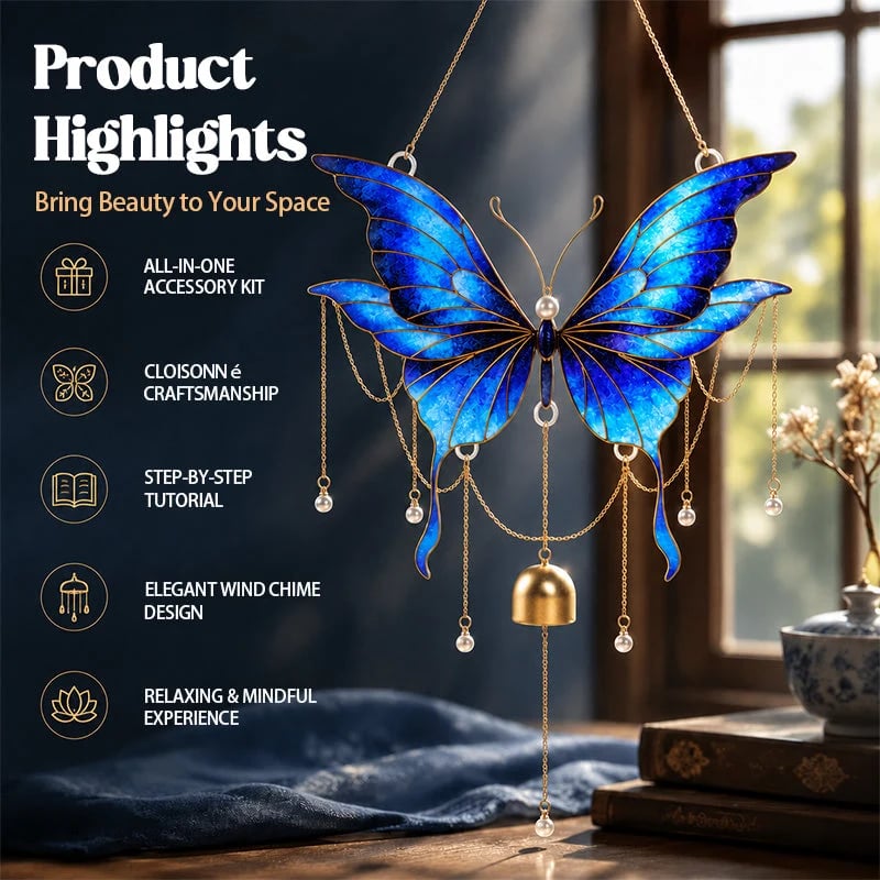 🎉49% OFF - 🦋DIY Filigree Cloisonne Enamel Butterfly Wind Chime Craft Kit