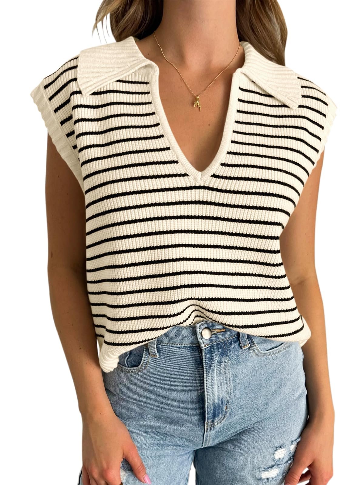V-Neck Sleeveless knitted top