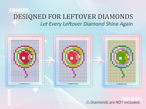 Turn Leftover Drills Into Art | Freestyle Mini Diamond Art Cards, 30PCS Cute Pixel DIY Craft Cards for Diamond Painting Lovers