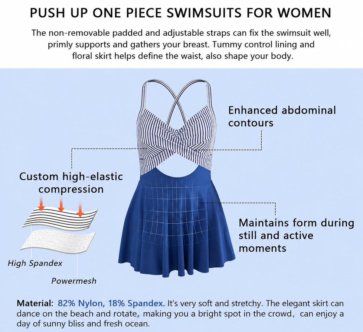 ⚡Hot Sales 57% OFF🔥👙Women’s V Neck One Piece Swimdress – Tummy Control Cutout High Waist Bathing Suit