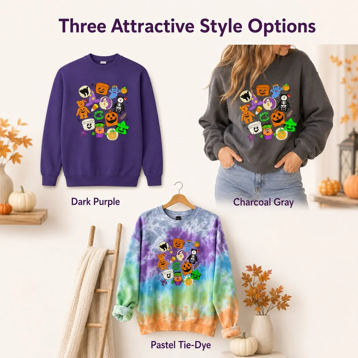 Cute Halloween Cartoon Crewneck Sweatshirt 🎃👻