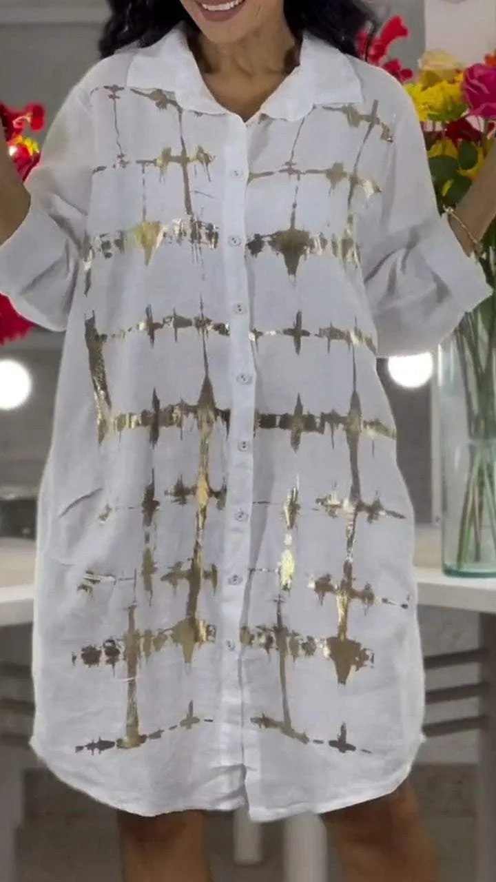Bright Printed Button-up Shirt Dress🌟Buy 2 Free Shipping