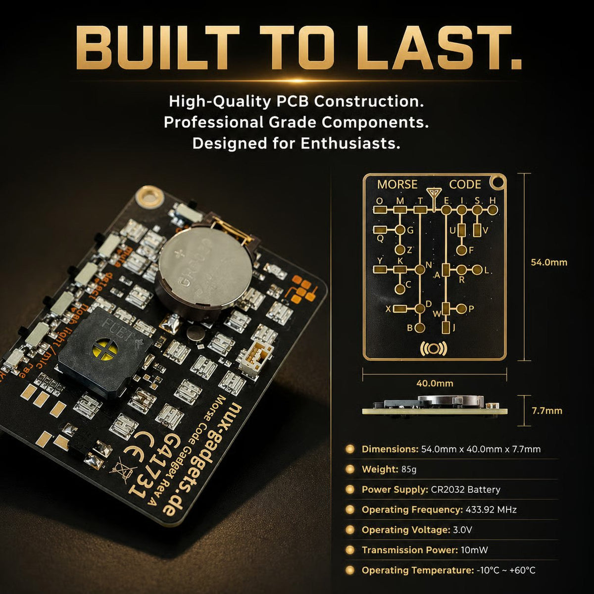 📟 Morse Code Trainer Card Pro (LED Edition)