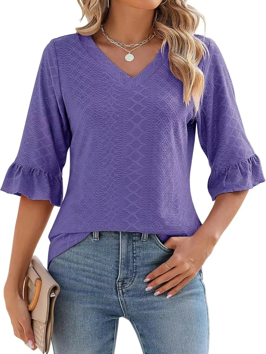 🔥New Products 🔥 Women's Elegant Ruffle Sleeve V-Neck Top