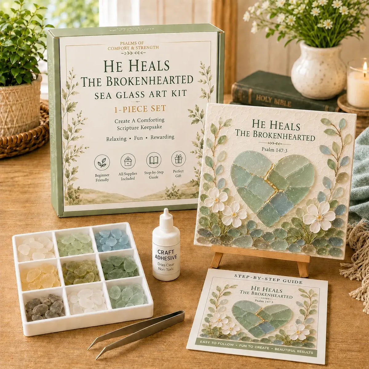 💥🏆 Psalms of Comfort & Strength Sea Glass Art Kit✝️