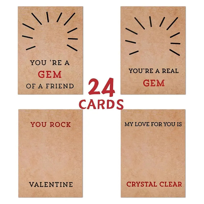 🔥Last Day: Buy 2 Get 1 Free - 💖24 Pack Valentines Cards with Heart-Shape Crystals