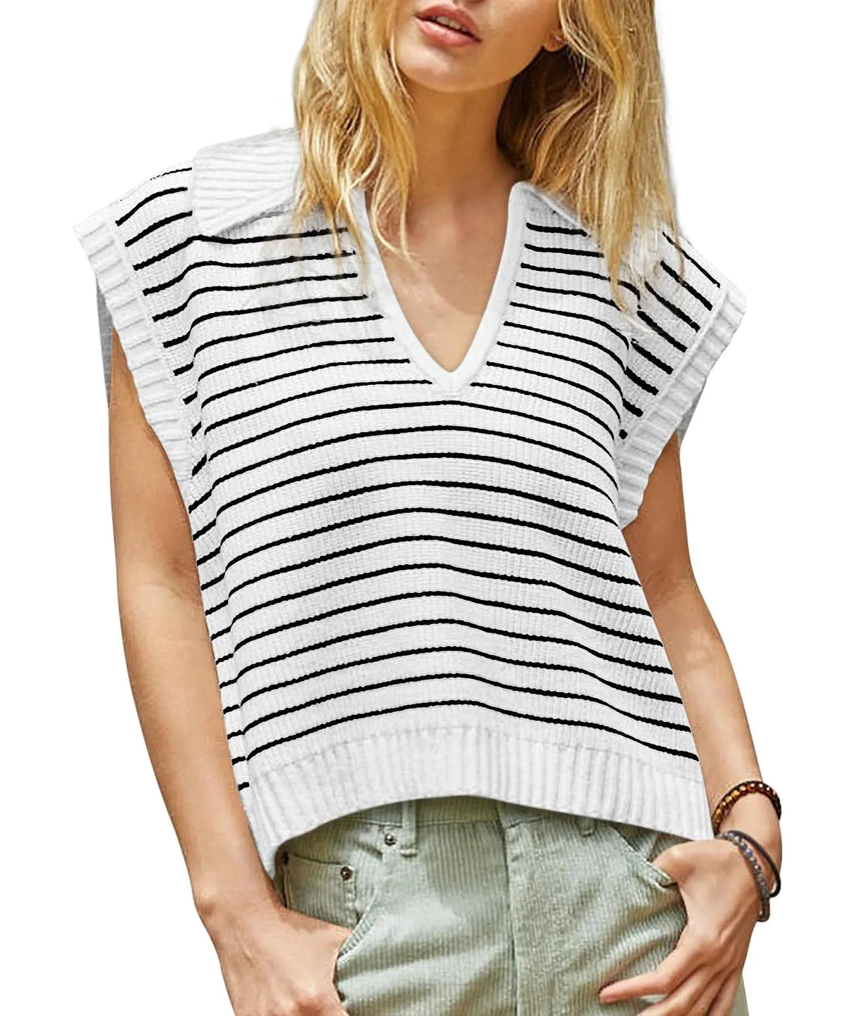 V-Neck Sleeveless knitted top