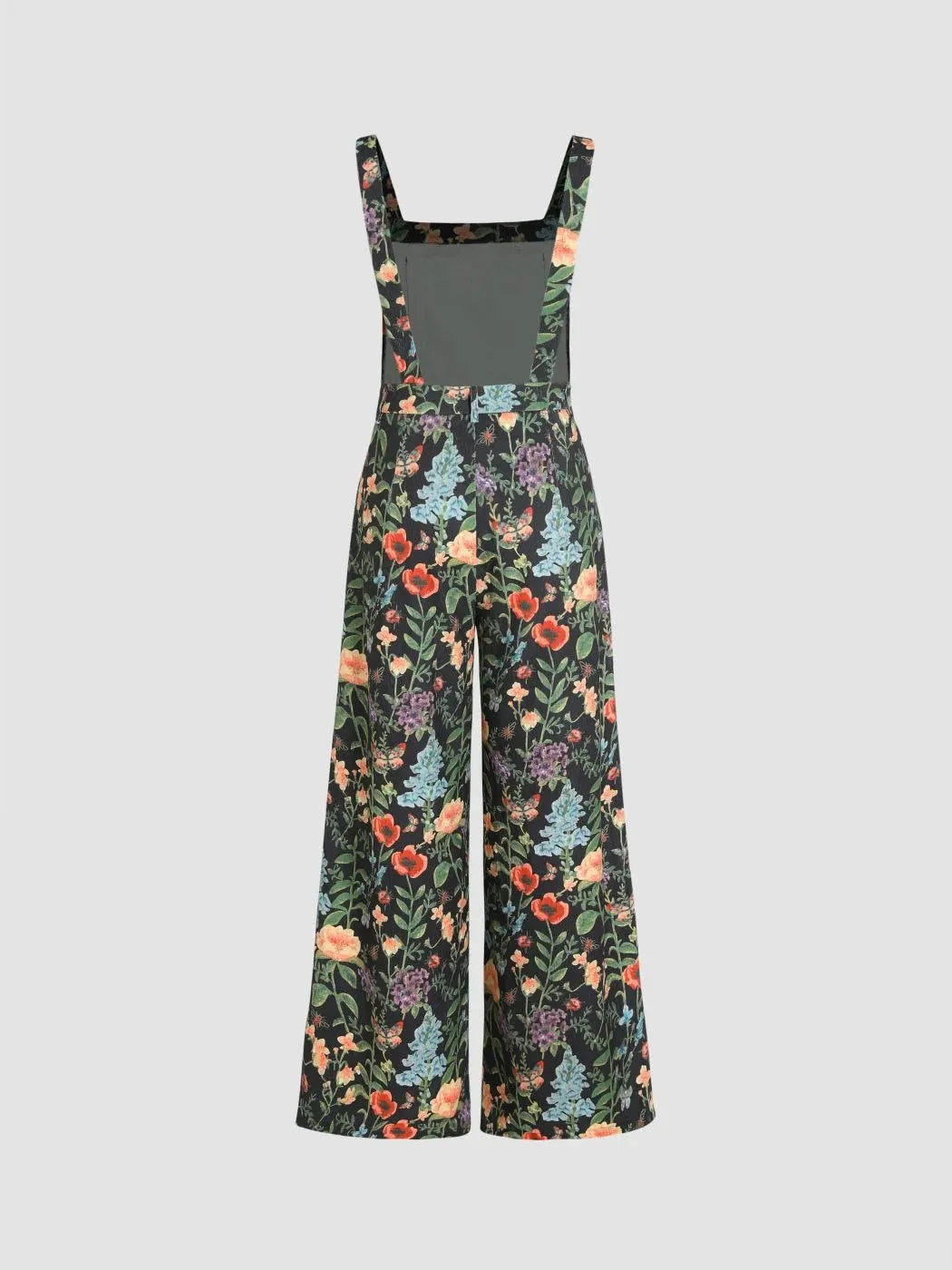 Floral Print Button Wide Leg Jumpsuit