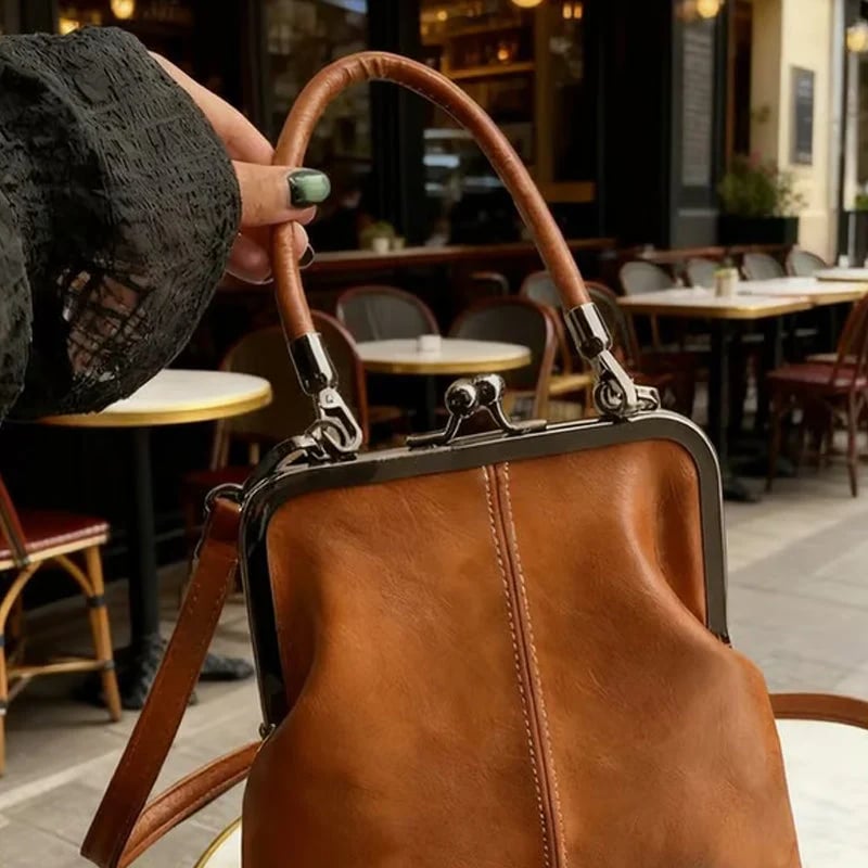 🔥 HOT SALE 🔥Vintage Kiss-Lock Bag – 2-in-1 Carry & Organized
