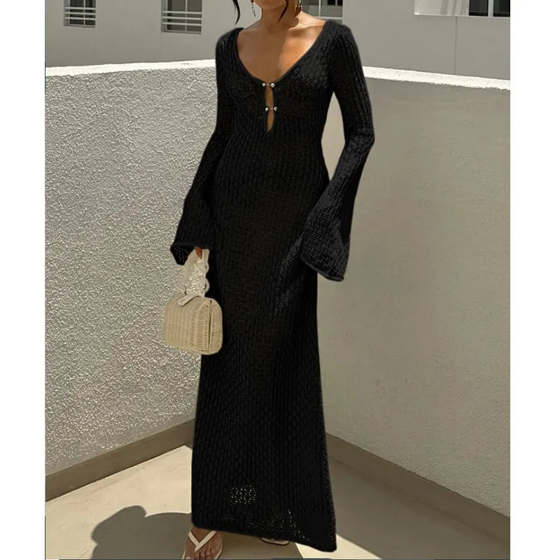 Hollowed-out Textured Dress