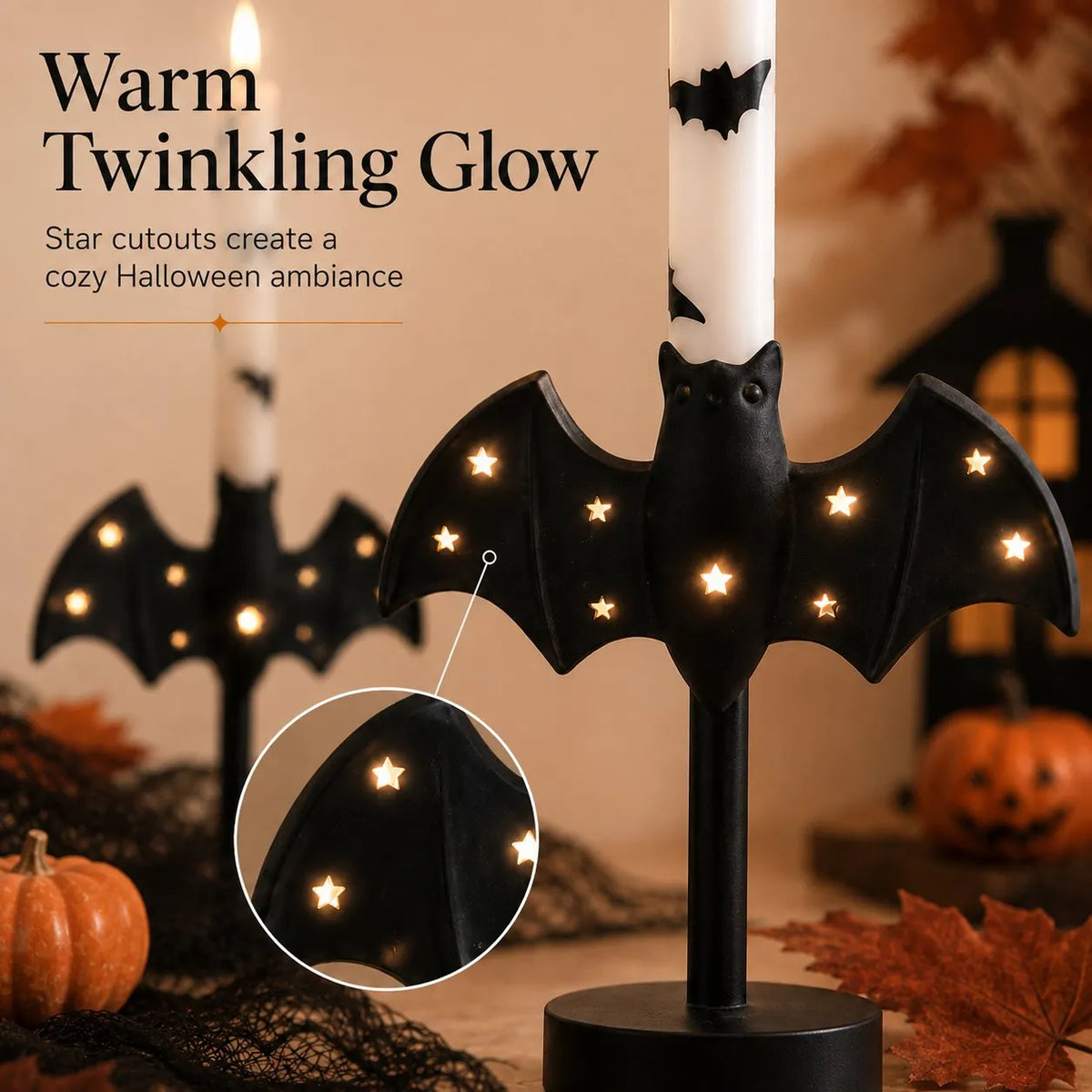 🎉🎃🦇 Flameless Bat Candle Holders for a Safer Halloween Glow(Candles not included)