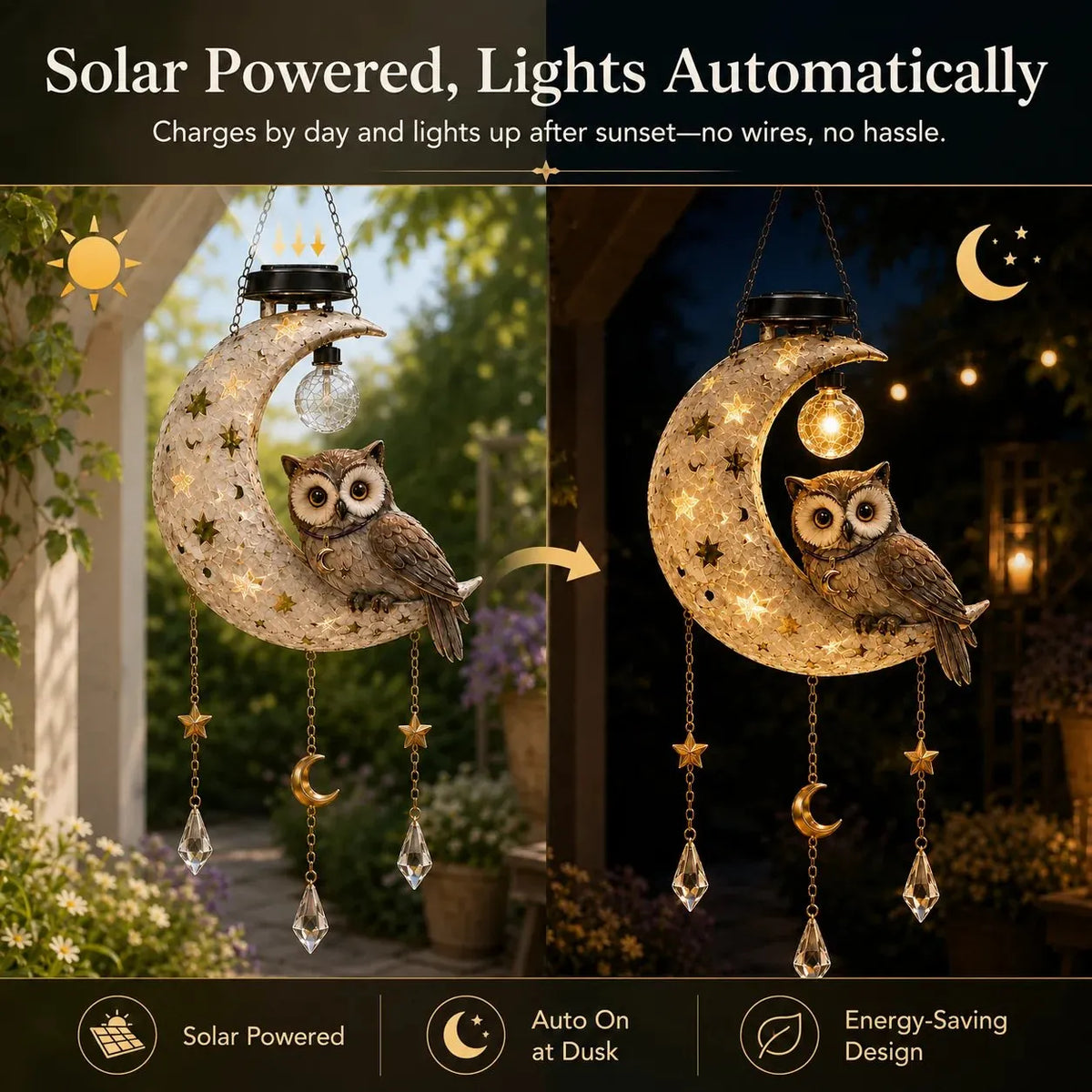 🎉 Solar Owl Moon Garden Light(21.3in*7.9in*13.0in)