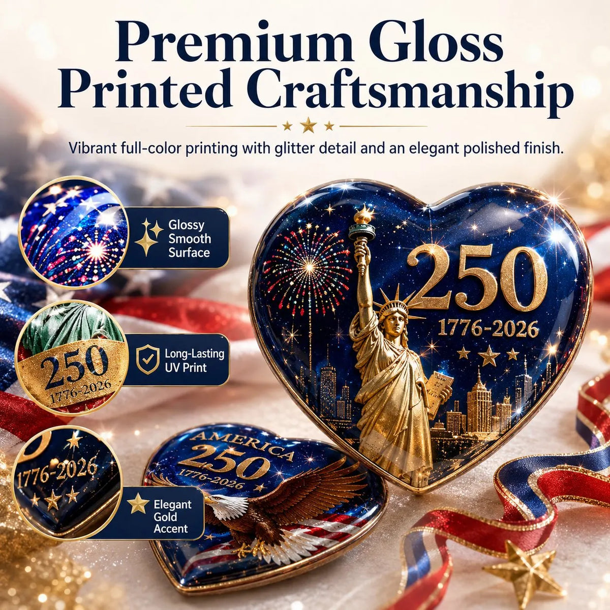 🎉🇺🇸 America 250th Anniversary Commemorative Heart Ornament Collection | 15-Piece Patriotic Keepsake Set🎁Buy 2 Free Shipping
