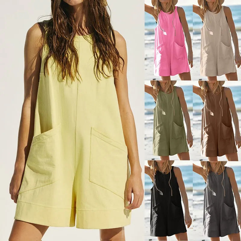 Summer Sleeveless Short Jumpsuits with Pockets (Buy 2 Free Shipping)