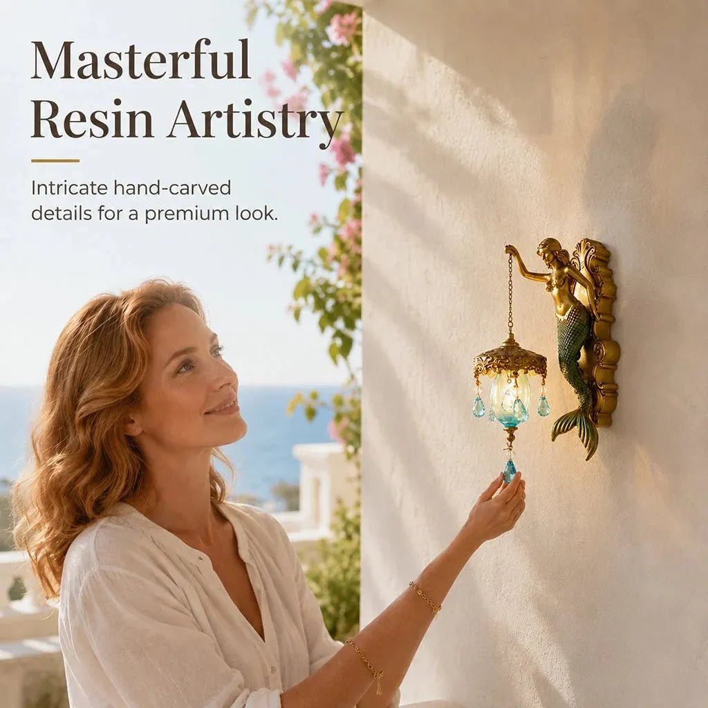 🔥HOT SALE🔥🧜‍♀️Hand-Painted Mermaid Wall Sconce – Nautical & Artisan Design