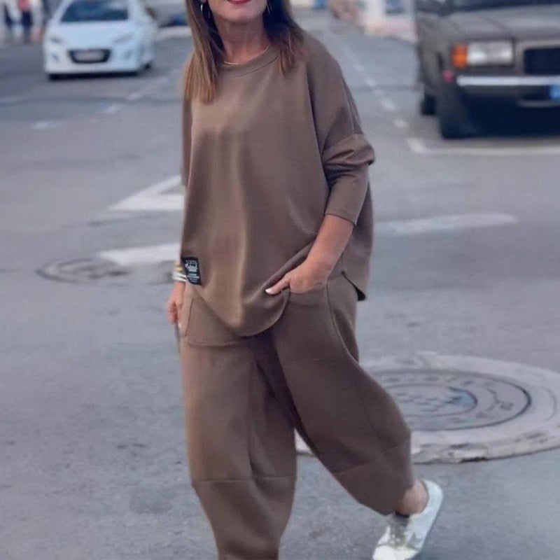 ✨Relaxed and Stylish✨ Casual Solid Color Top & Pants 2-Piece Set
