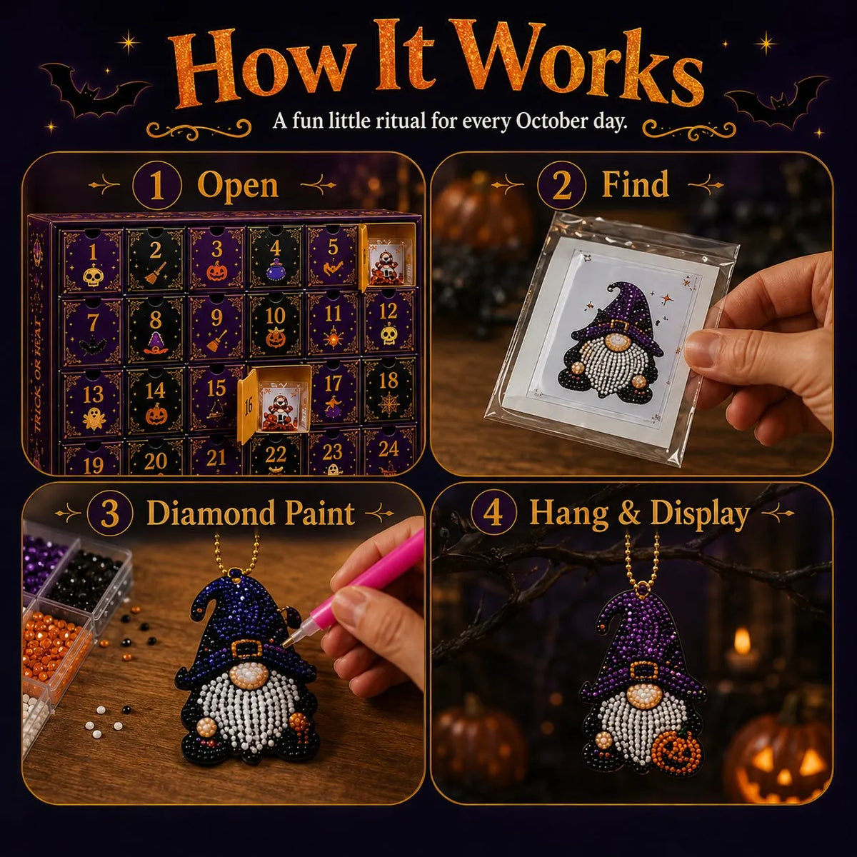 🔥HOT SALE🔥 31 Days of Gnome Surprises Halloween Diamond Painting Advent Calendar