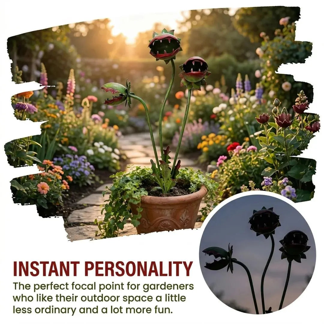 🔥 HOT SALE 🔥🎉Whimsical Metal Venus Flytrap Garden Stake – Handcrafted Outdoor Carnivorous Plant Decor – Unique Gardening Gift