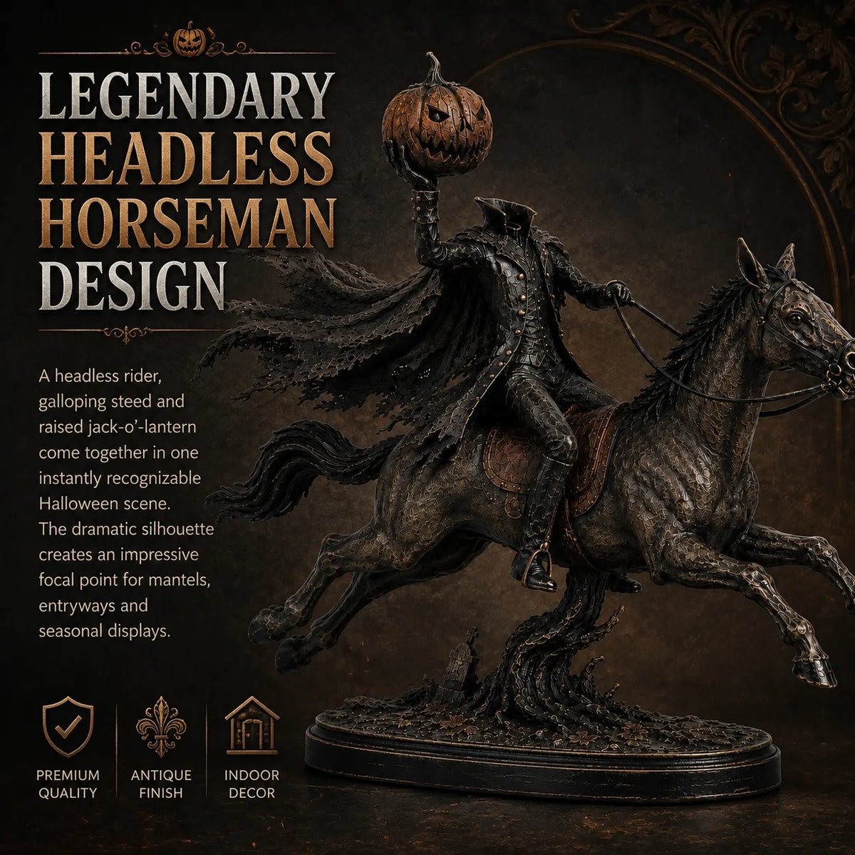 Lighted Headless Horseman Statue