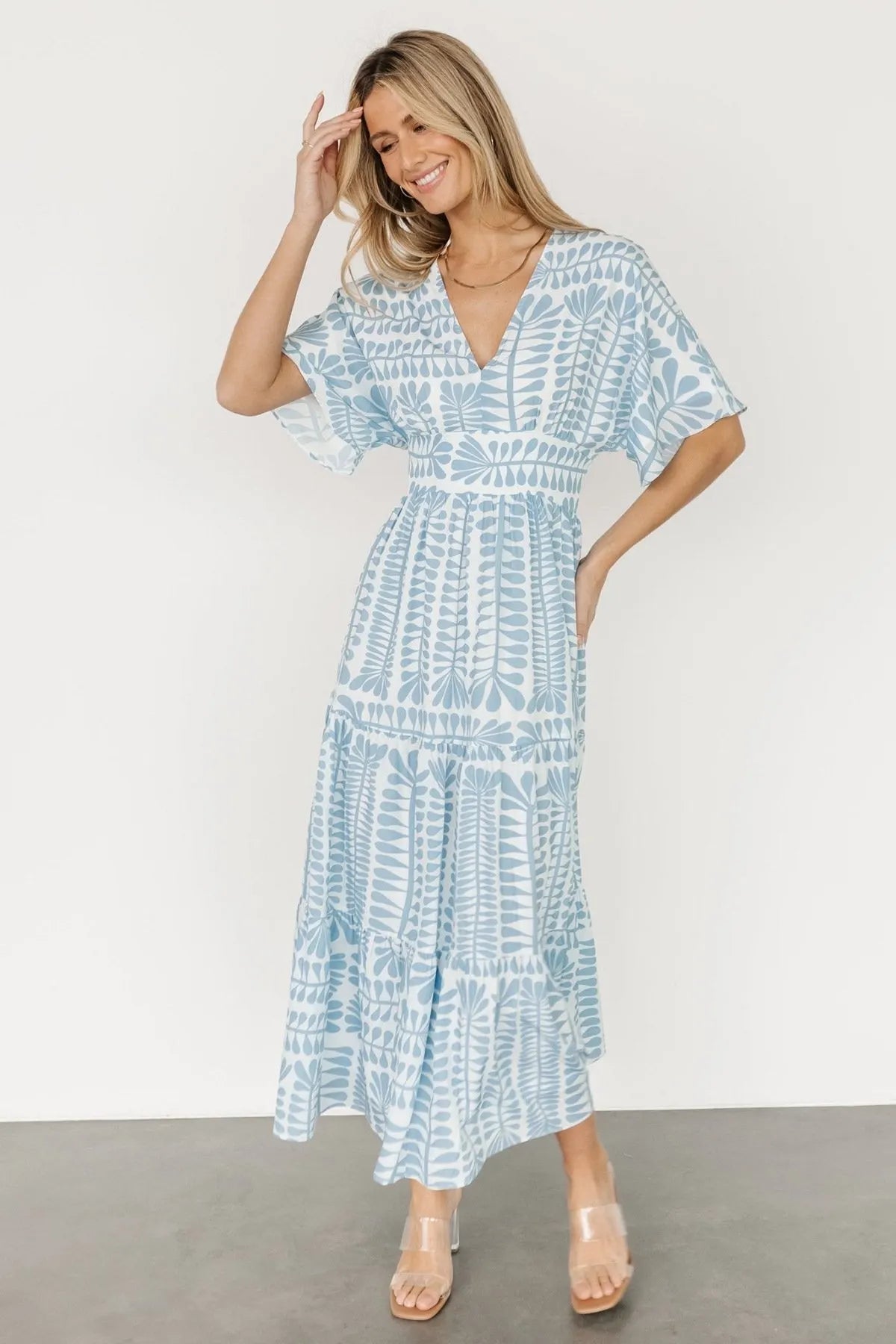 Bohemian Chic: New High-Waisted Short Sleeve Floral Dress(BUY 2 FREE SHIPPING)