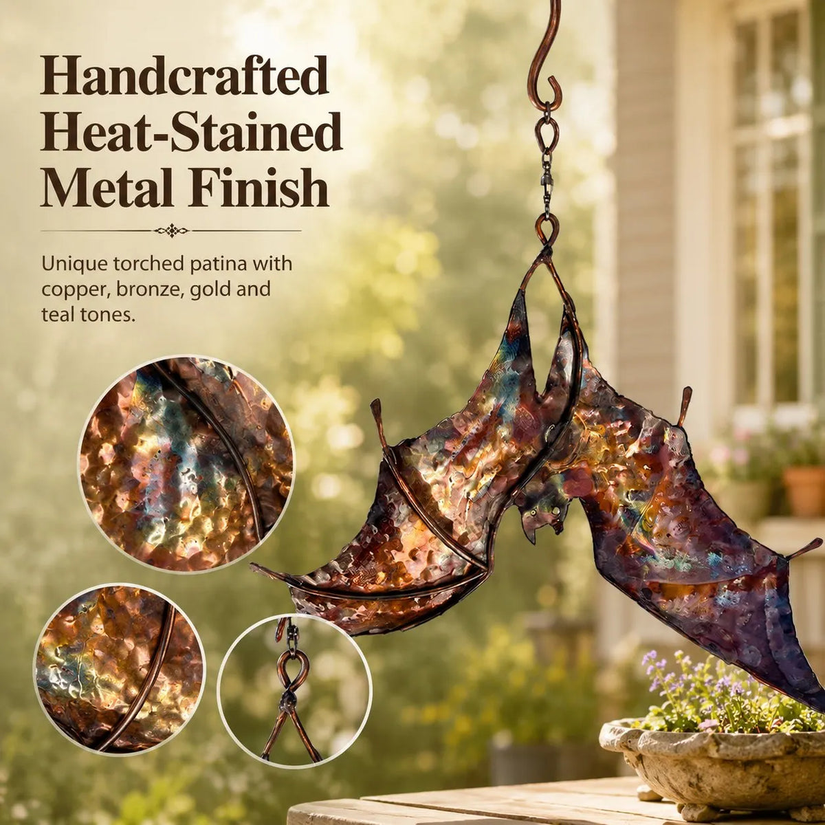 Metal Wind Spinner Hanging Ornament – Dragon & Bat Garden Wind Catcher 🦇🐉