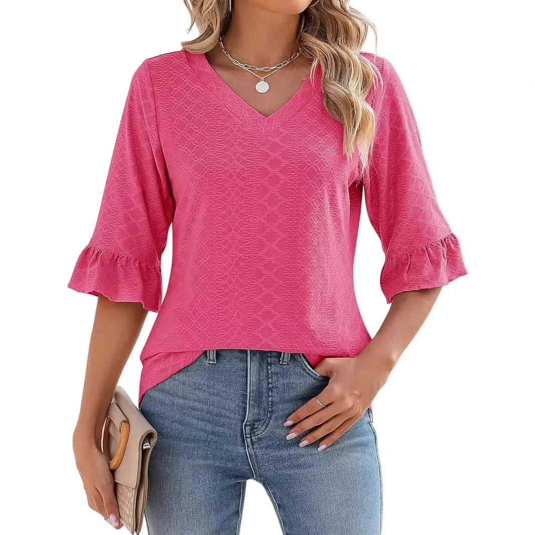 🔥New Products 🔥 Women's Elegant Ruffle Sleeve V-Neck Top