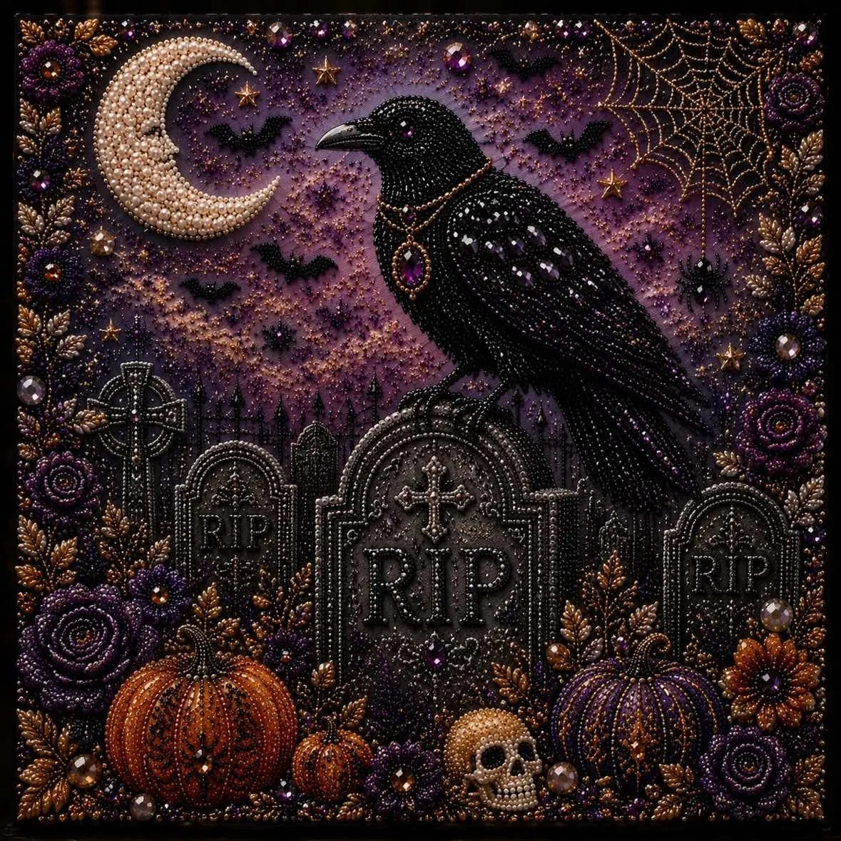 🔥Last Day 49% OFF - 👻 Cute Ghosts Pumpkins 3D Pearl Mosaic Art Kit Halloween Decor (No Mess, Beginner), Age 8+(📦Buy 2 Free Shipping)
