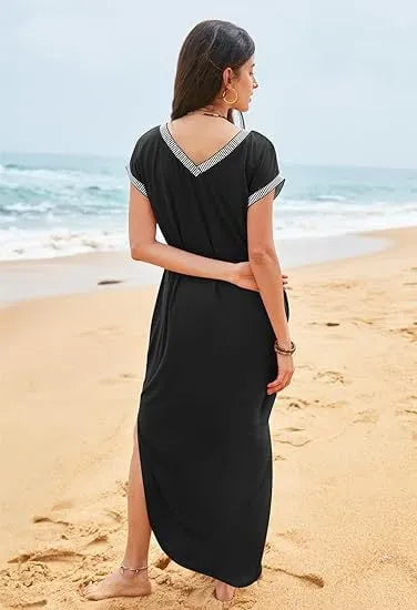 💃Women's V Neck Split Loose Long Dress (Buy 2 Free Shipping)