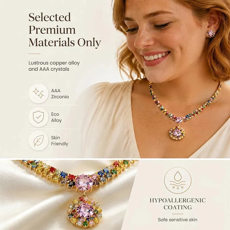 🎉💎Limited Time 48% Off! ✨ Sparkling Zircon Necklace & Earrings Set – Elegant, Timeless, Ready for Gifting ✨