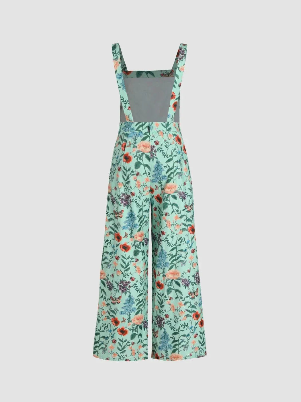 Floral Print Button Wide Leg Jumpsuit