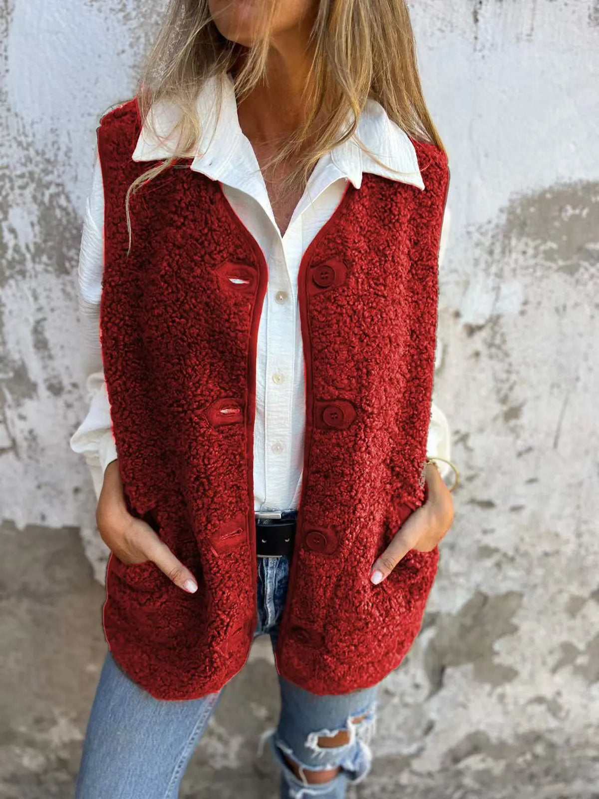 Women's Fall Button Down Short Warm Vest