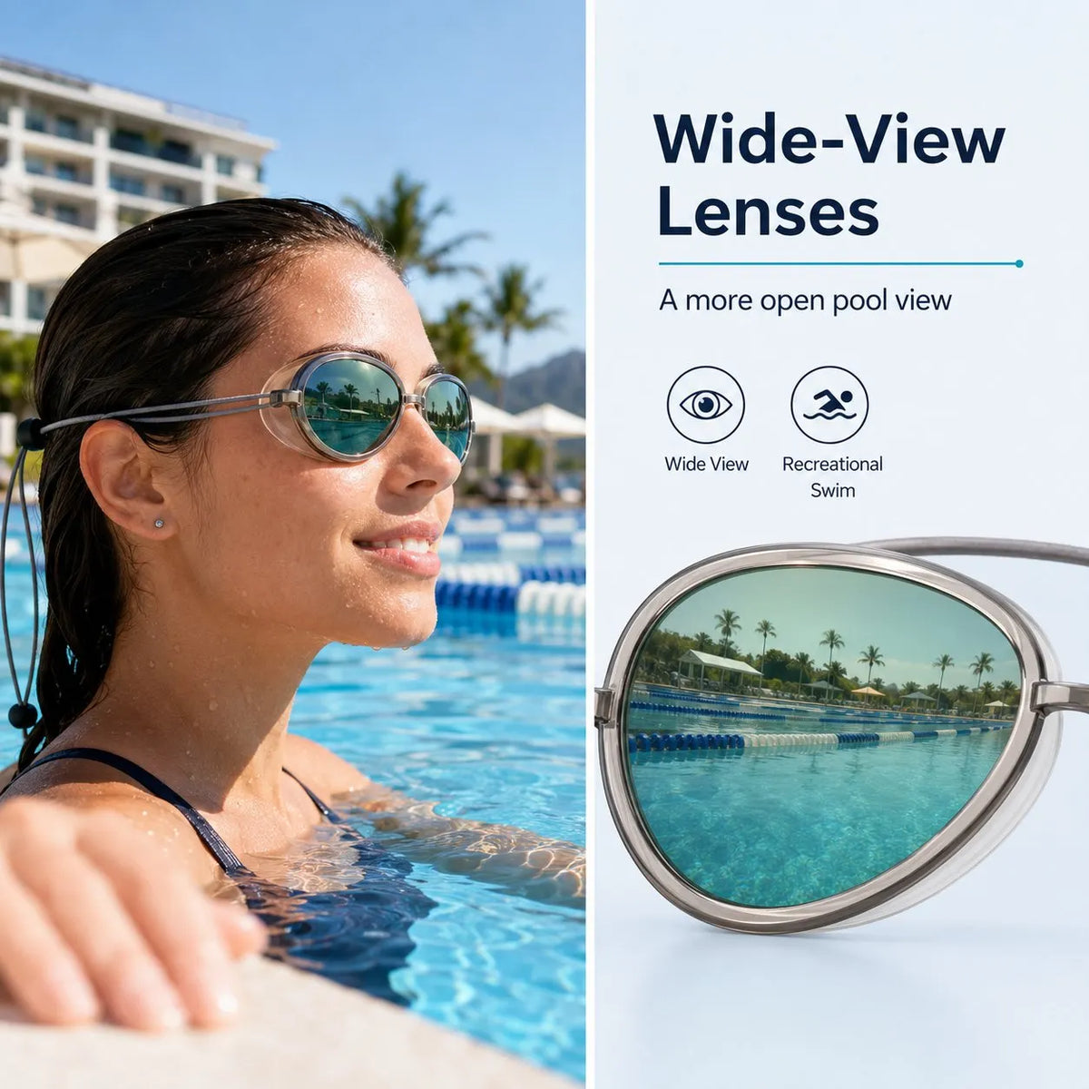 AquaVista Adult Wide-View Anti-Fog Mirrored Swimming Goggles with Secure Strap