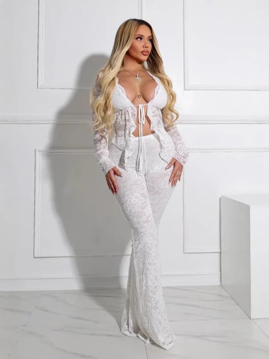 Lace Top & Wide Pants SET